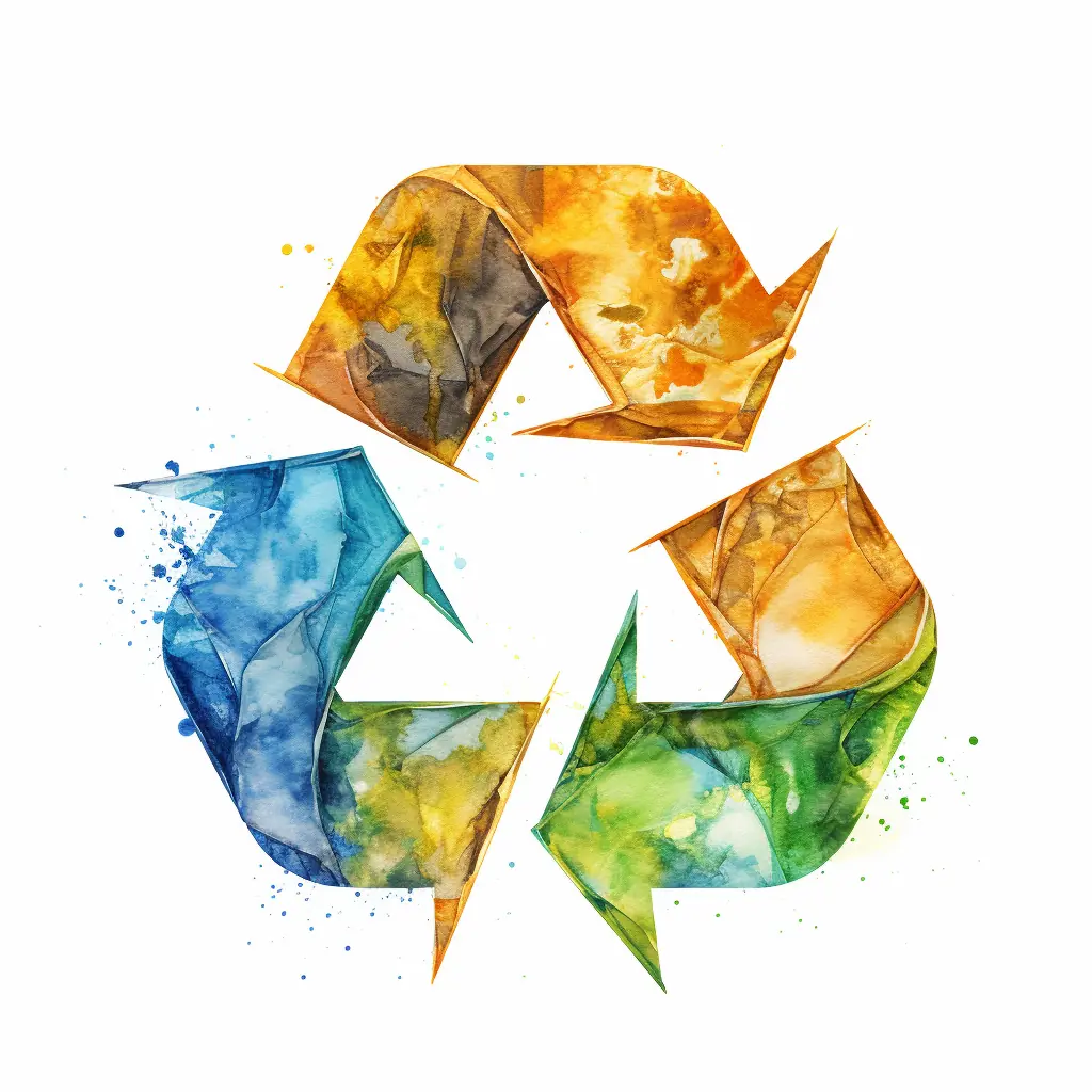 Ein weißer Hintergrund mit einem Recycling-Symbol